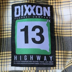 Dixxon Flannel Shirt Men Size 4XL Yellow Black Button Up Highway 13